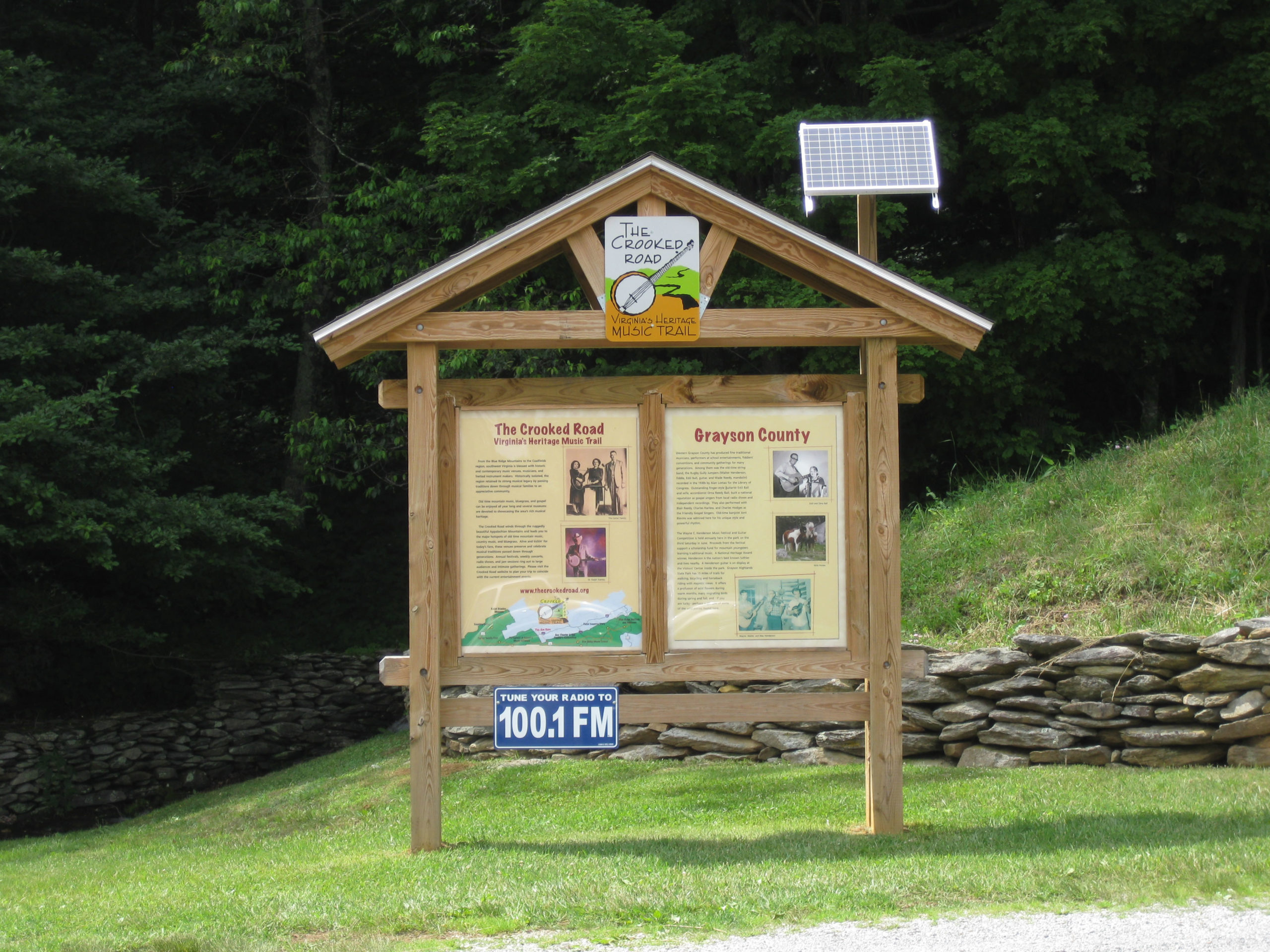 Kiosk with info about the music heritage of Grayson County, including text about the Carter Family.