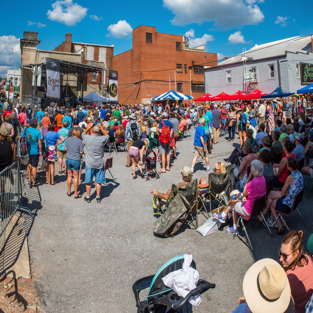 The 6th Street Stage during a popular set.