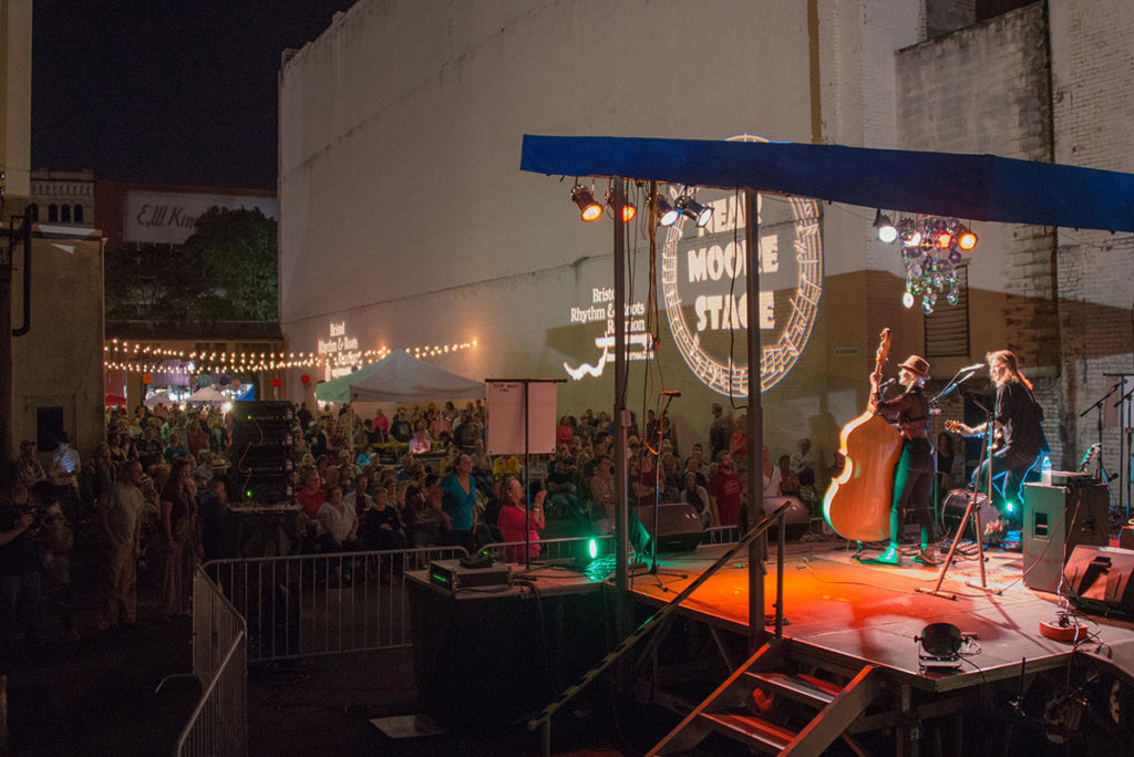 Sally & George perform for crowd at the Near Moor Stage.