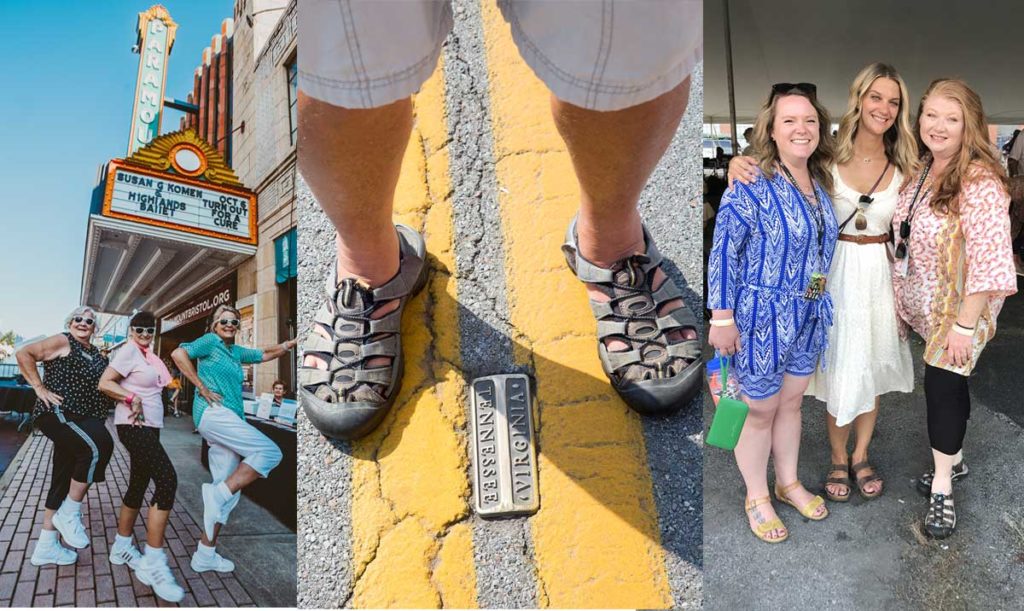 Photos of fun ladies in cute outfits with sensible shoes.