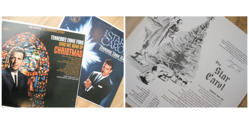 Record sleeves of two Tennessee Ernie Ford Christmas albums: Sing We Now of Christmas and The Star Carol