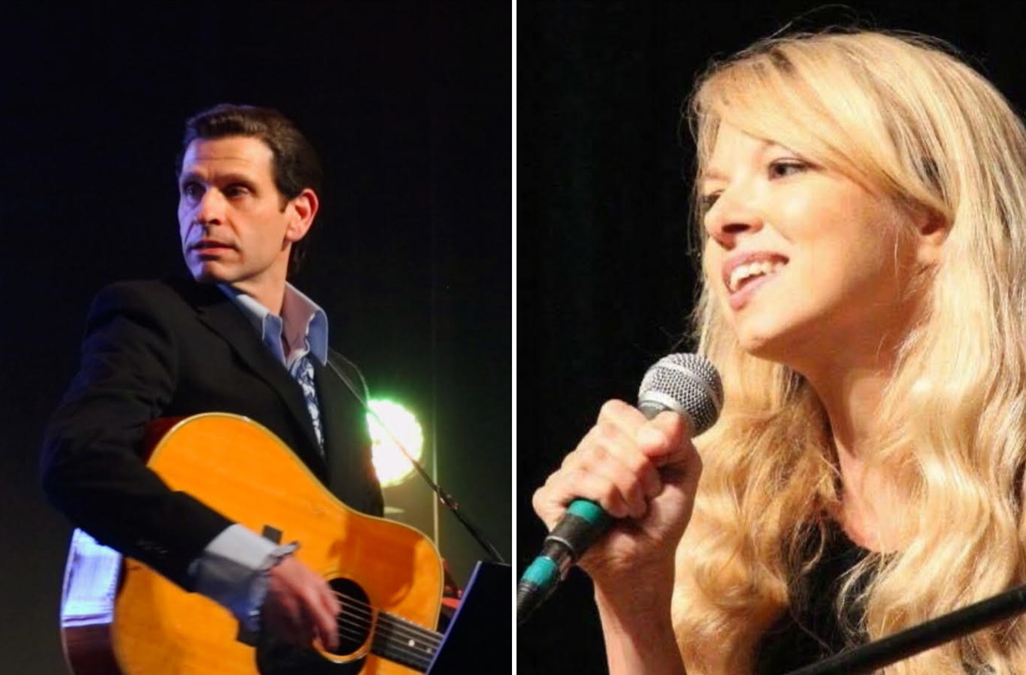 Composite photo of JC Cole holding a guitar and Brenda Lynn Allen holding a microphone.