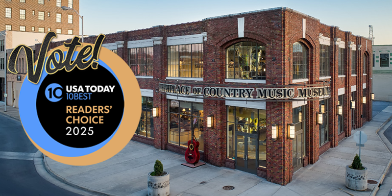 Photo of the exterior of the Birthplace of Country Music Museum in Bristol with the USA Today 10Best logo.