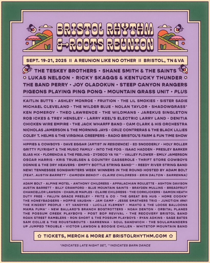 Bristol Rhythm & Roots Reunion 2025 Full Lineup Graphic