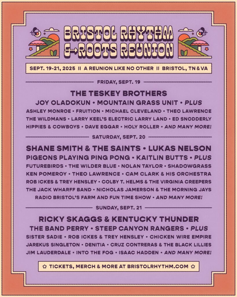 Bristol Rhythm & Roots Reunion daily schedule lineup graphic